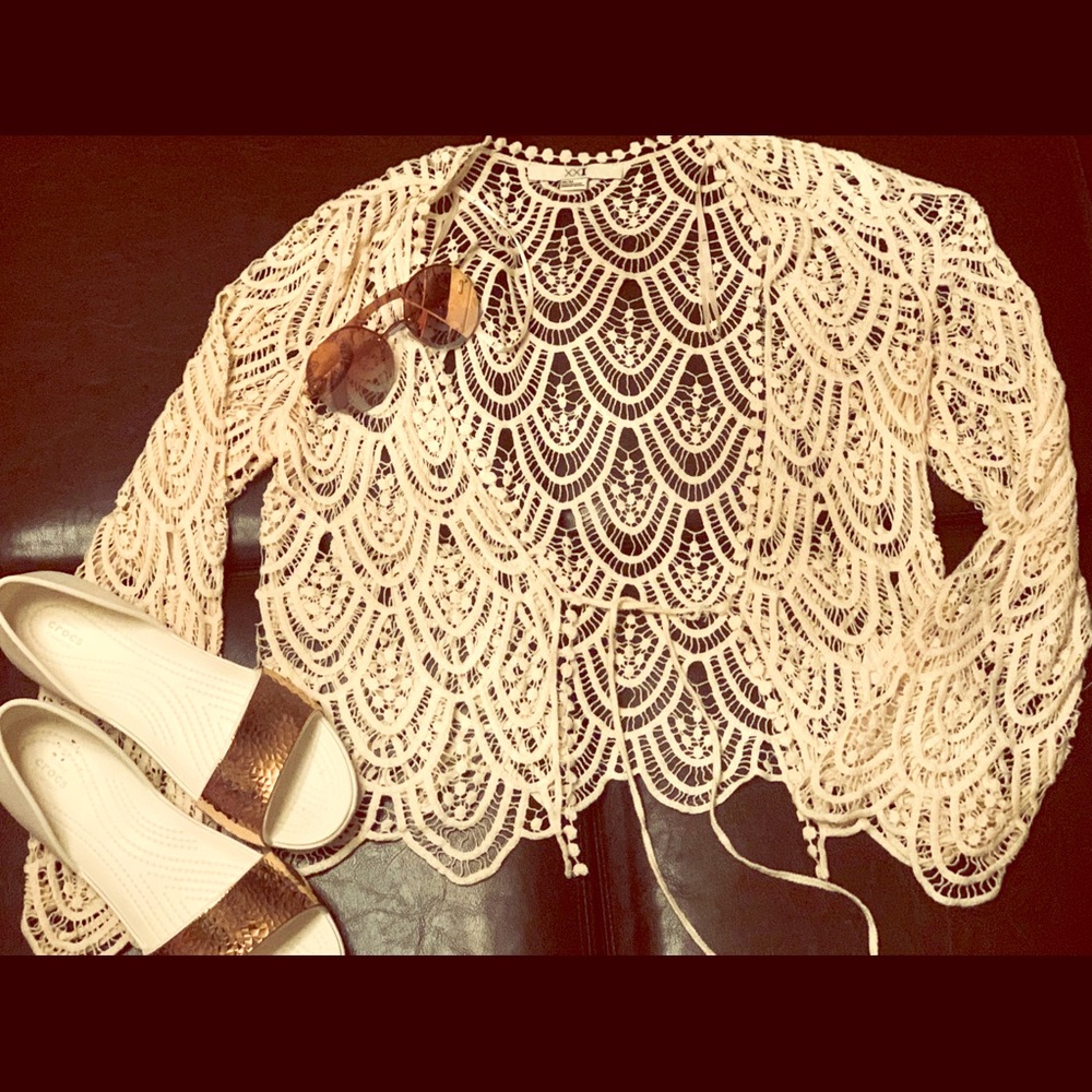 Lace open front blouse